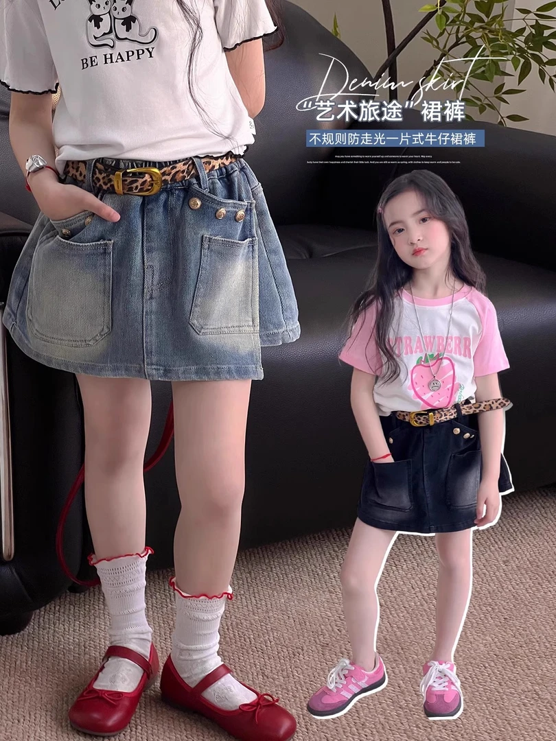女童牛仔裙裤2025夏季新款儿童洋气宽松短裤休闲百搭韩版25030714