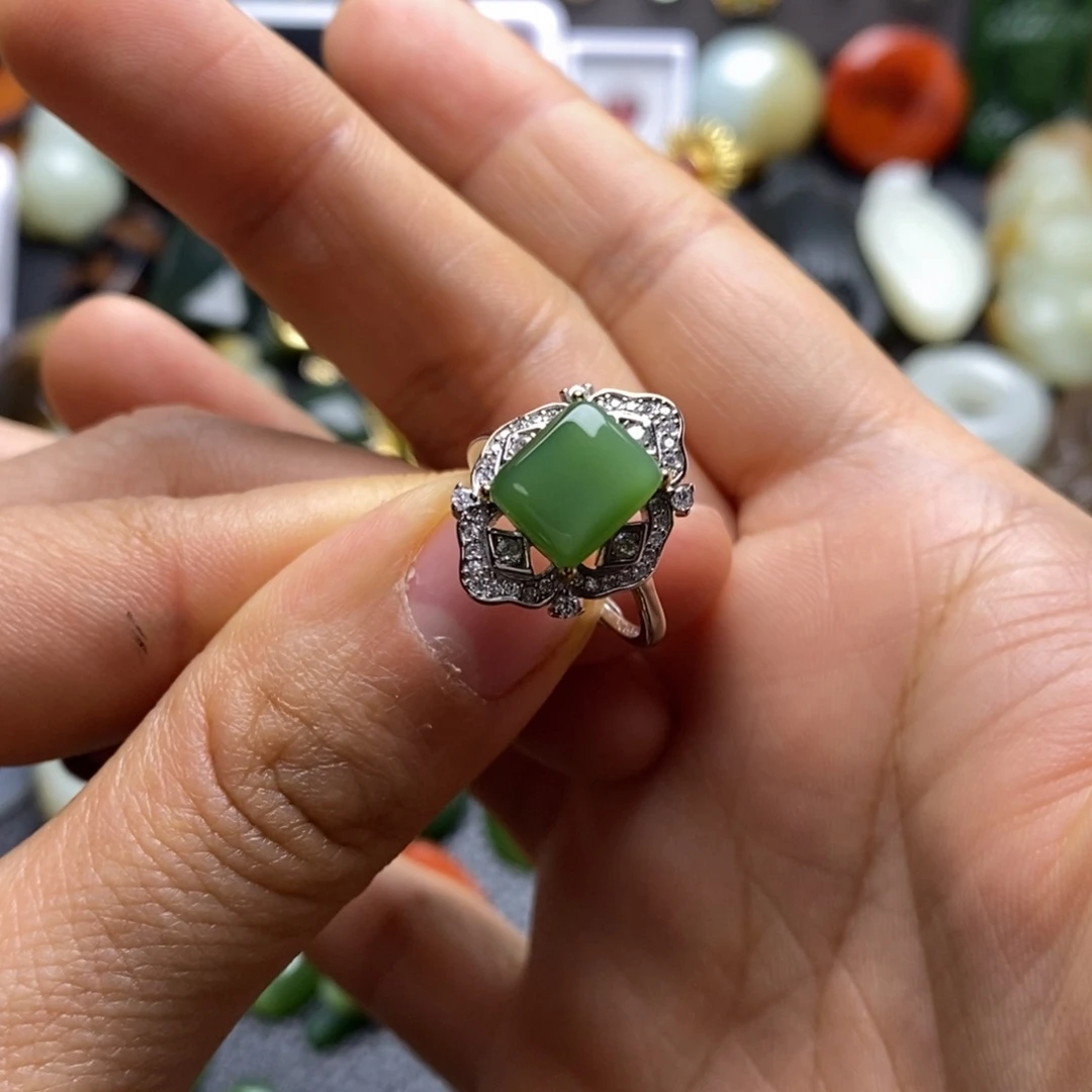 和田玉银S925镶嵌珠宝半成品活口