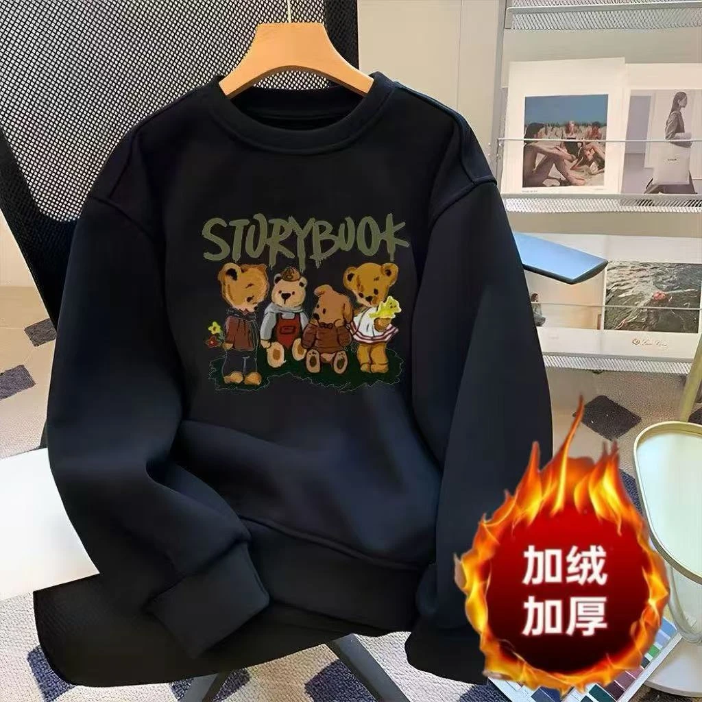 TUCANO/啄木鳥男装保暖加绒潮流圆领打底套头休闲卫衣卡通印花