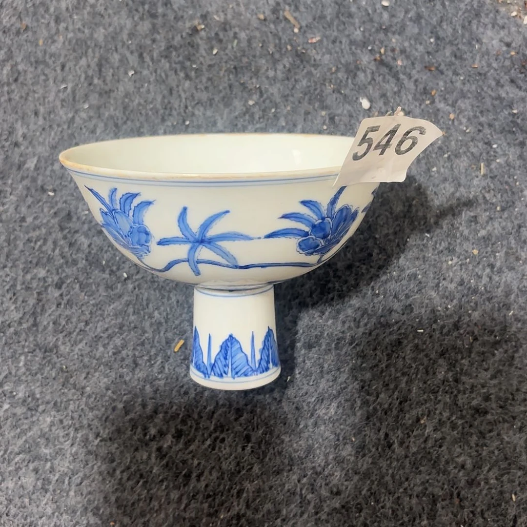摆件巴*青花高足杯一个
