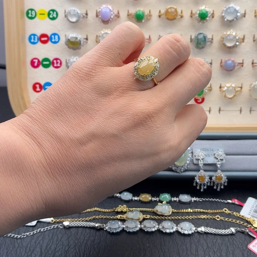 翡翠银S925镶嵌戒指