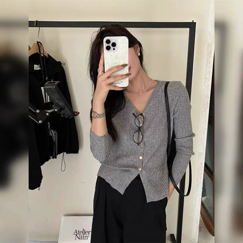 【安可拉红】开衫外套3654超柔软新款高品质V领针织上衣