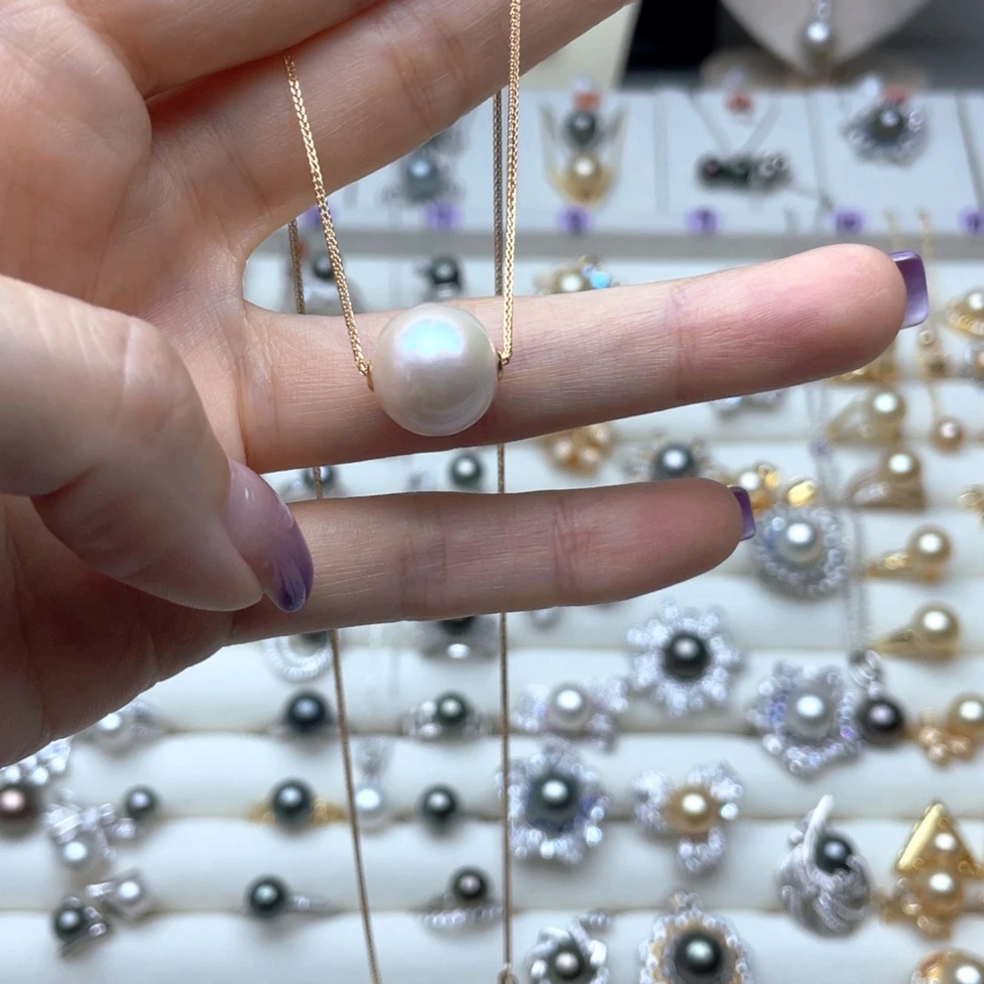 吊坠(不含链)18K金镶嵌淡水珍珠12-13mm