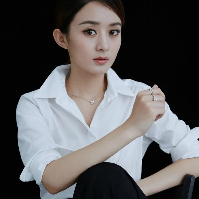 赵丽颖明星同款白色衬衫女春季气质棉时尚修身长袖百搭上衣韩版