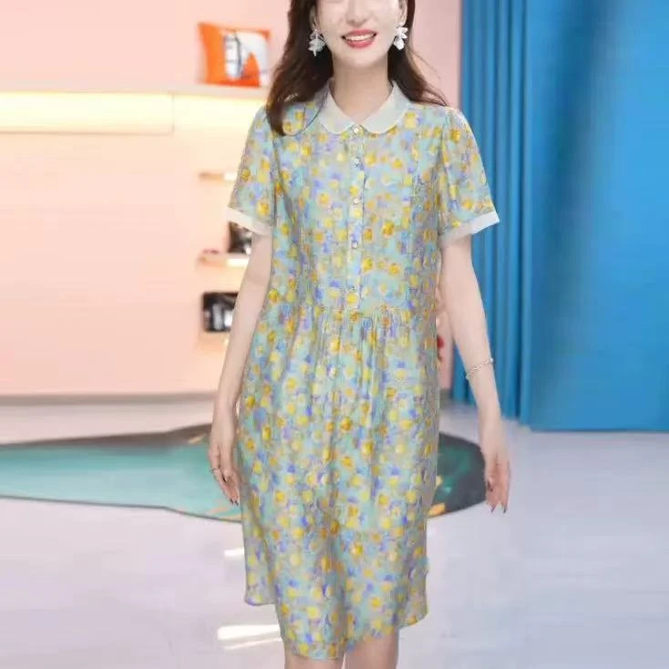 【撤柜样品】DJ758夏季气质百搭中长款连衣裙女咖啡商家提供