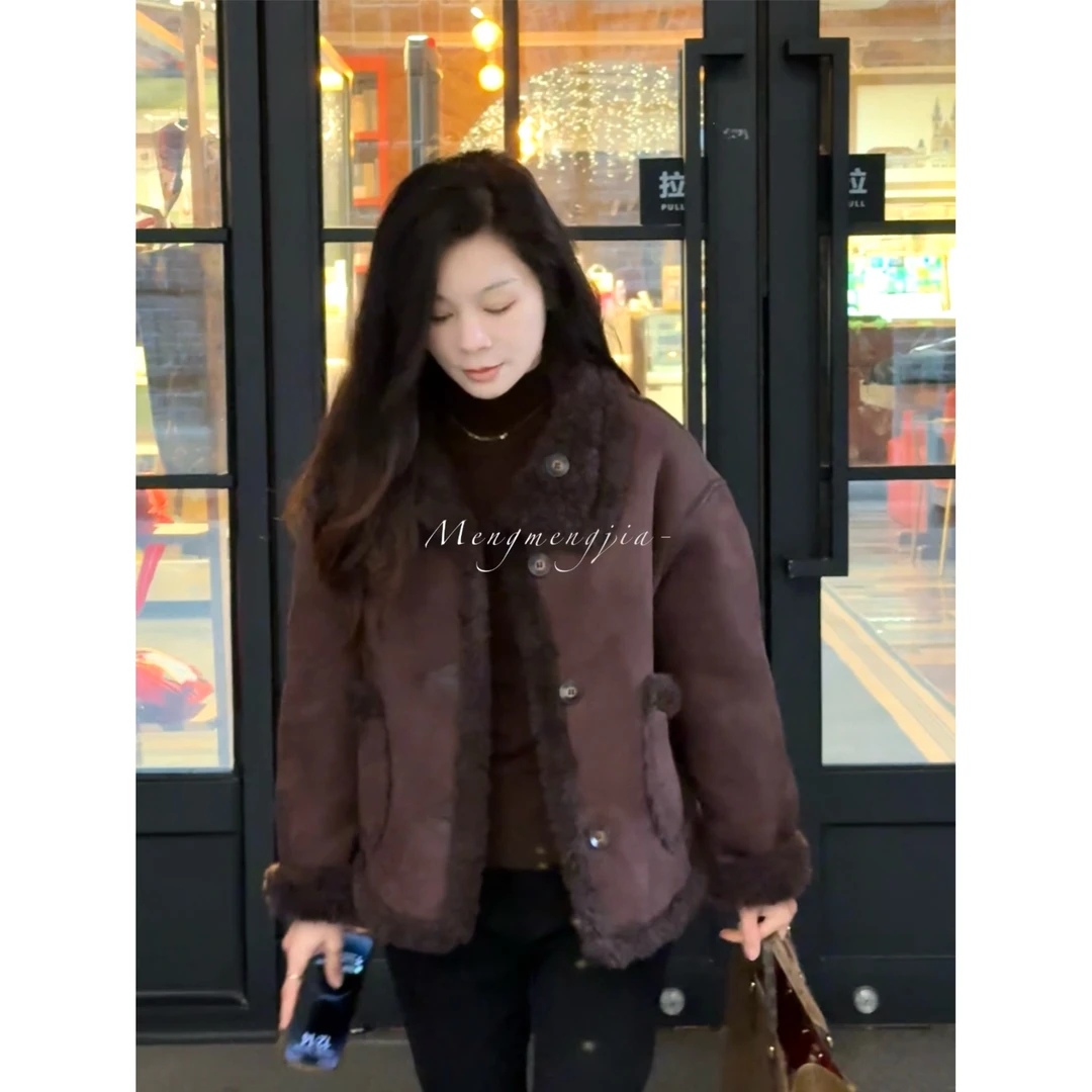 【梦总专属3】时尚韩版羊毛外套立领双面穿秋冬新加厚保暖外套上衣