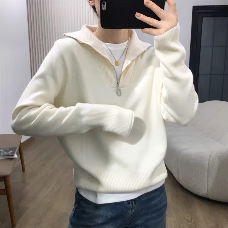 欧货两边收腰线半拉链宽松毛衣