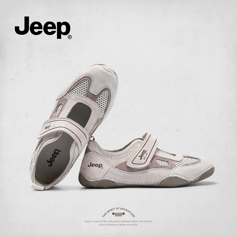 【Jeep/吉普】德训鞋2025秋季新款浅口平底鞋魔术贴芭蕾舞鞋休闲鞋
