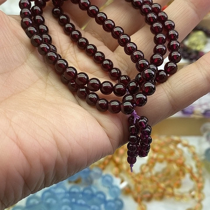手链水晶未镶嵌天然石榴石手链多圈