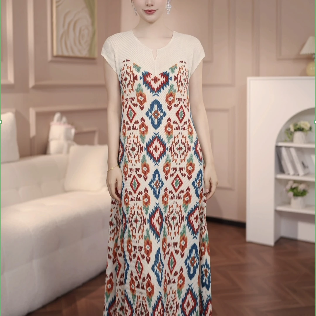 珩耀褶皱气质2025优雅显瘦法式夏季中长款气质腰带连衣裙03