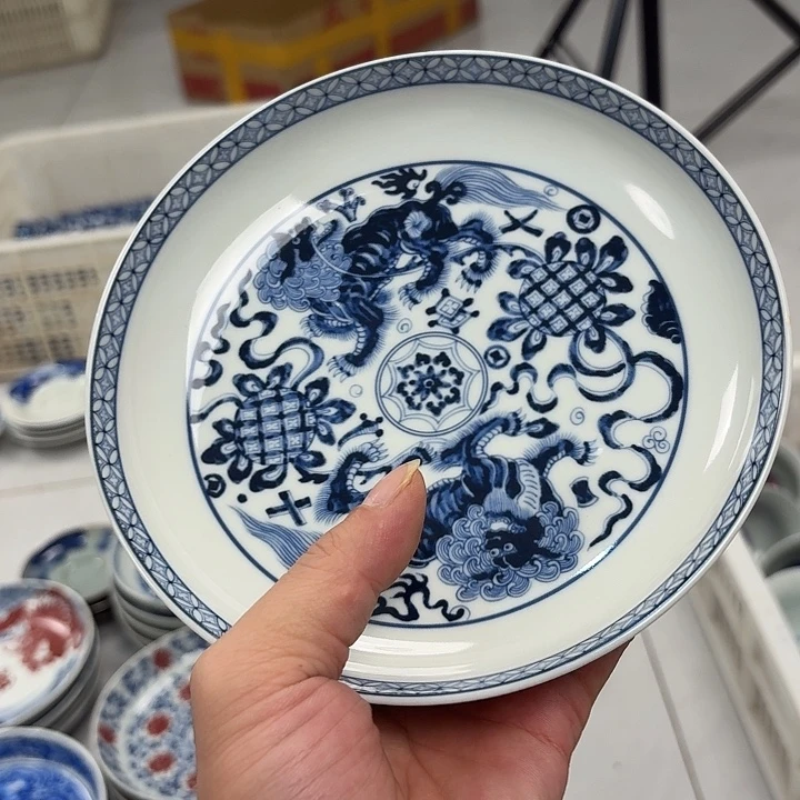 瓷片青花狮子大胡乘