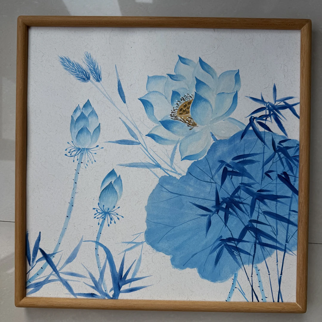 蓝色荷花 和和美美40*40
