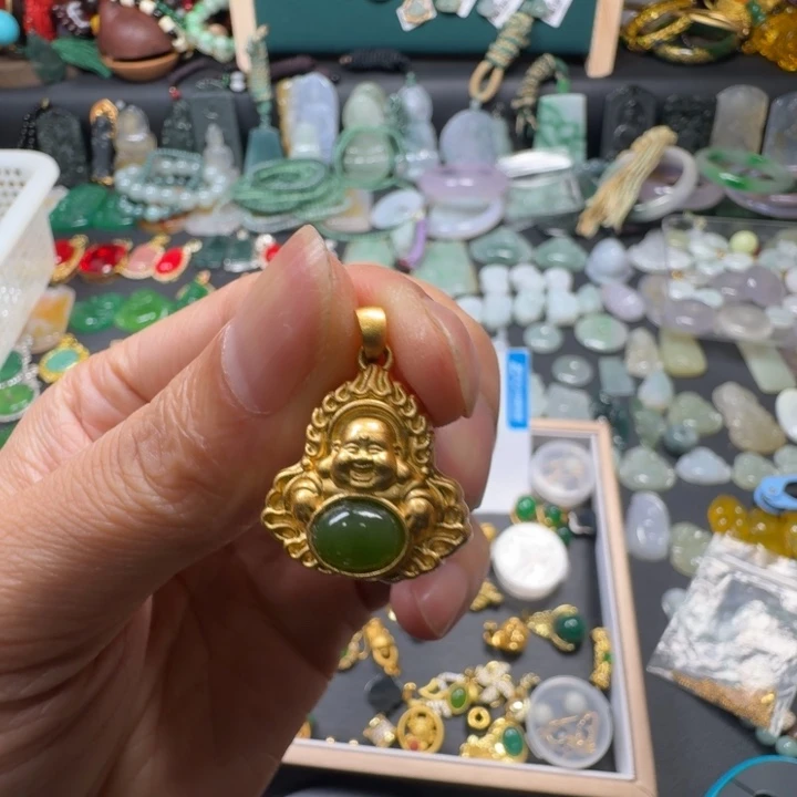 和田玉合金吊坠(赠链)大肚佛吊坠