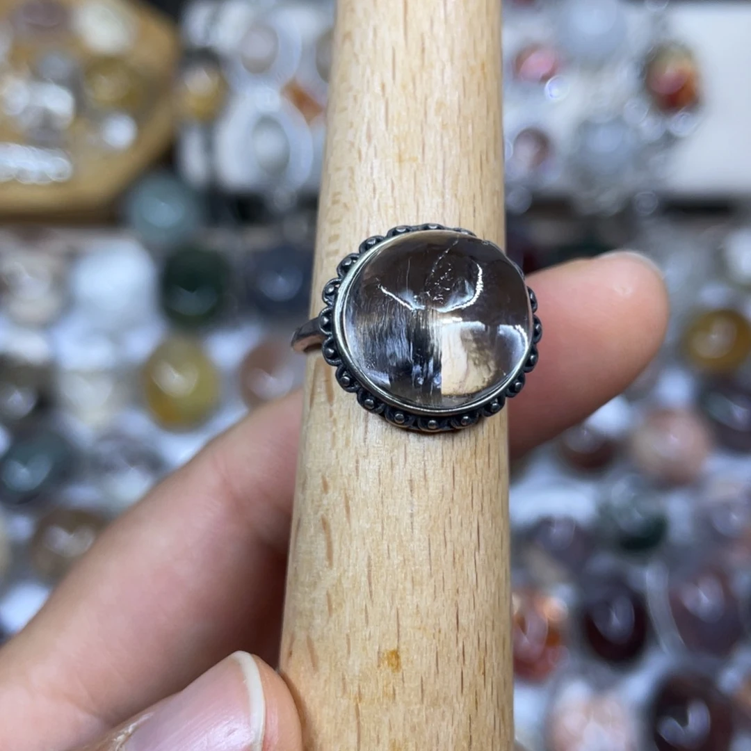 【闪购商品】银S925镶嵌珠宝半成品水晶戒指