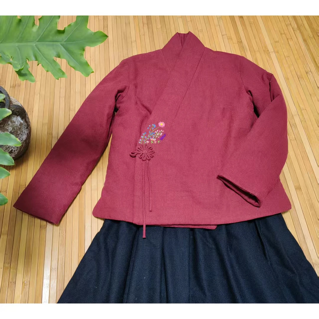 【彼岸】素荷原创 中式棉服花扣手工绣花保暖百搭复古秋冬