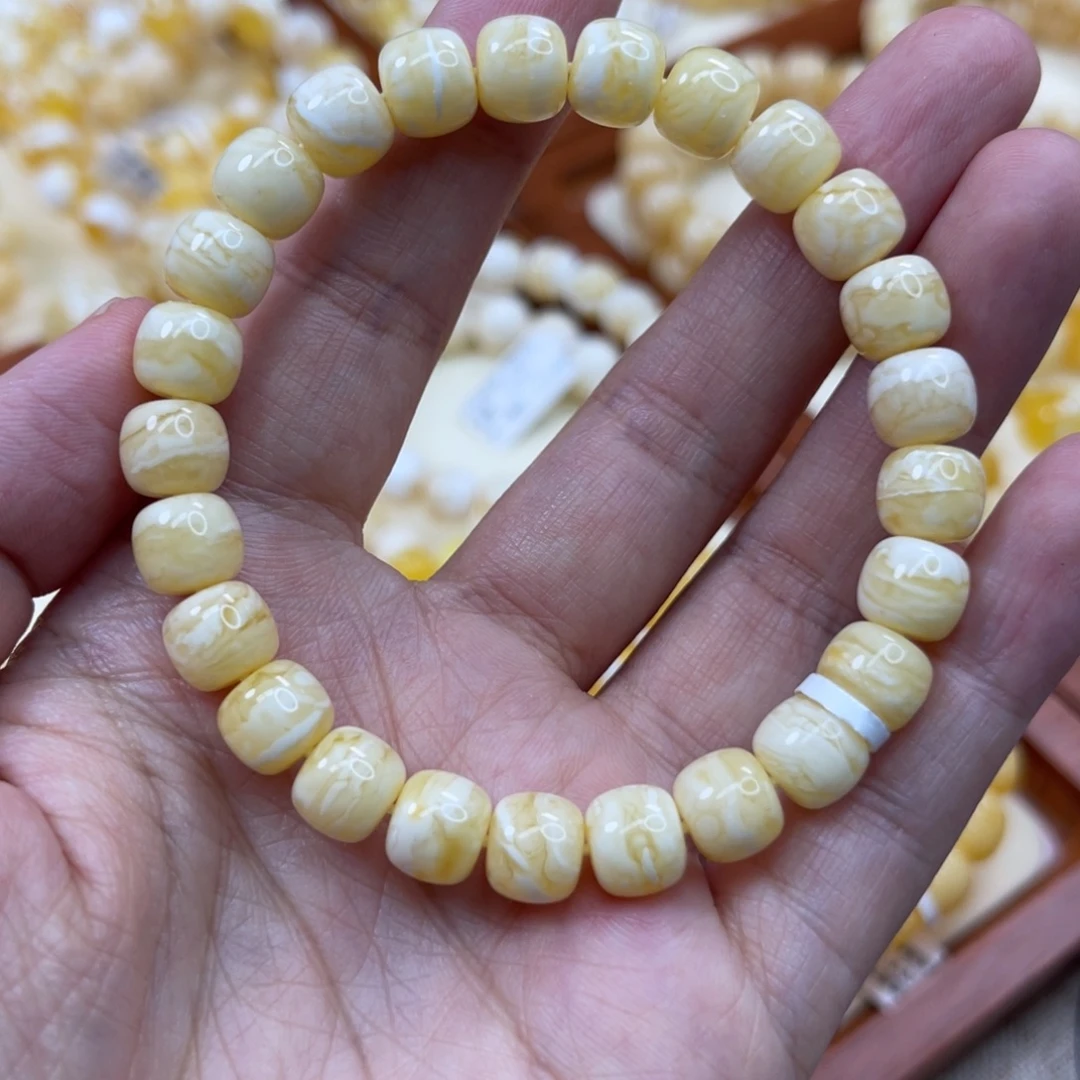 蜜蜡未镶嵌手链8.7mm虎皮