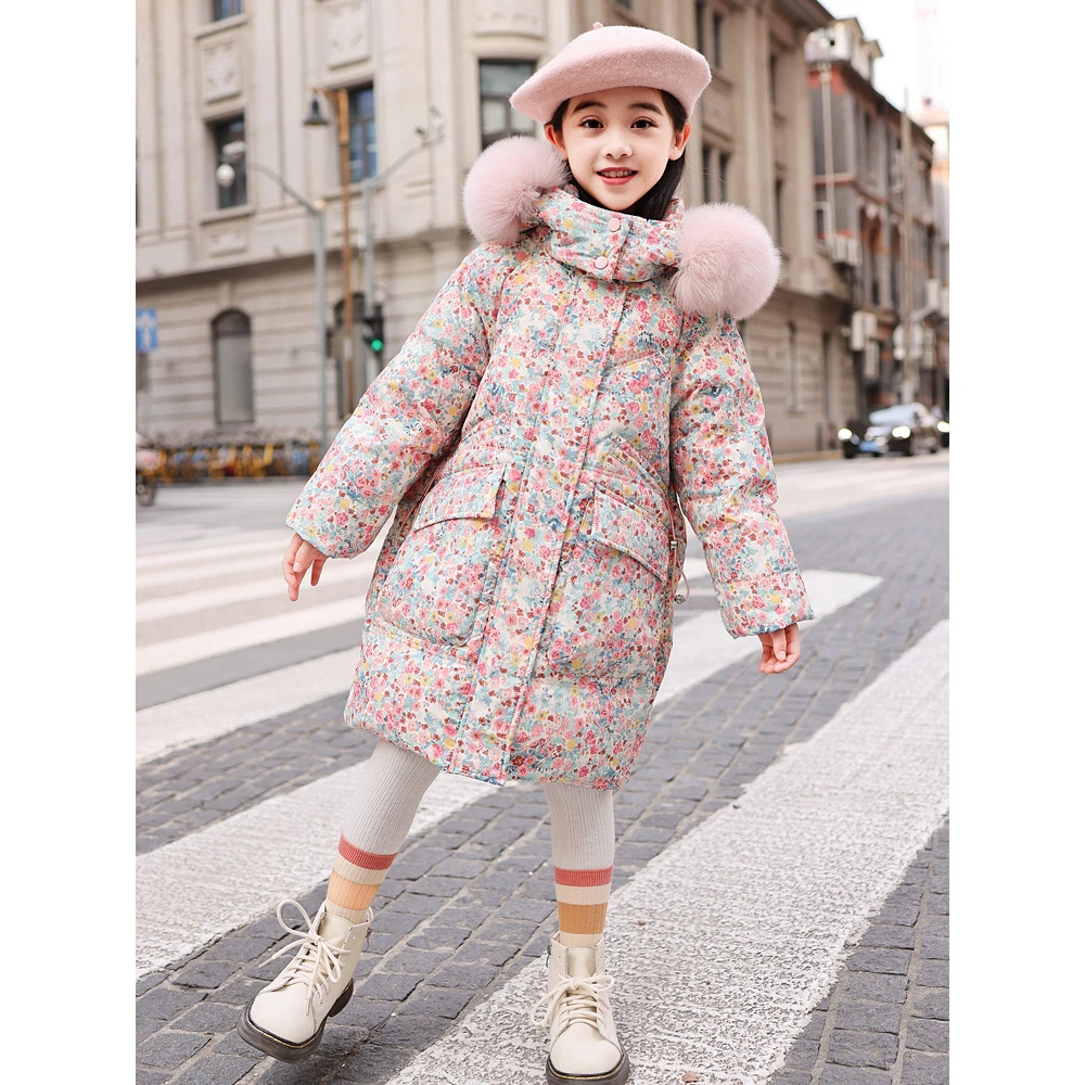 ⁣巴拉⁣巴拉2025冬季新款韩版儿童羽绒服女童中长款白鸭绒女孩长款