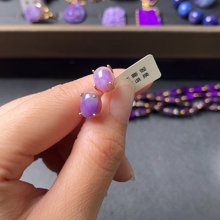 (***风银S925镶嵌苏纪石（舒俱来）耳环