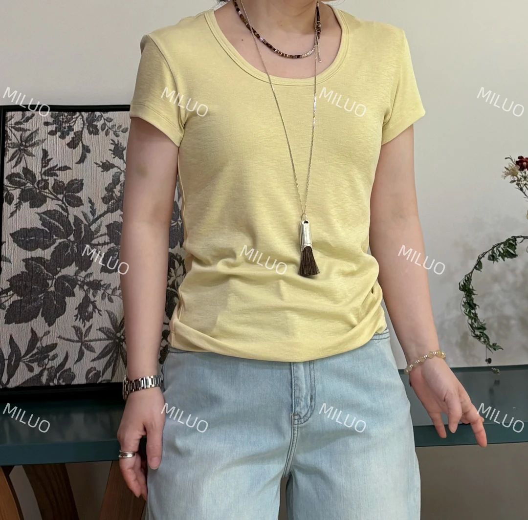 【哈尼家】U领 纸片人 夏天必备韩版修身款百搭短袖T恤女夏季T216