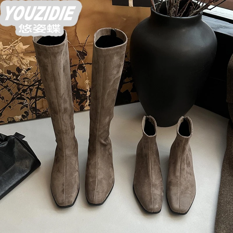 悠姿蝶2025秋冬新款过膝靴子女秋冬厚底加绒长靴女长筒靴高筒靴