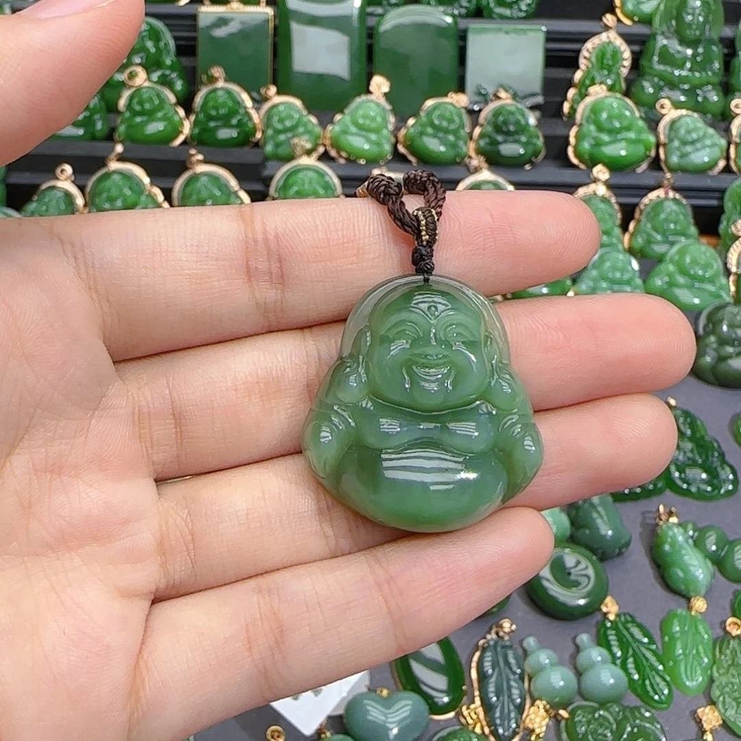 颈饰未镶嵌和田玉（碧玉）粉青32m特价款佛公