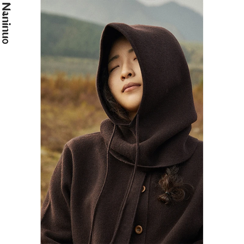 Naninuo/纳尼诺<风旅人>羊绒抽绳脖套帽 NGMZ25125