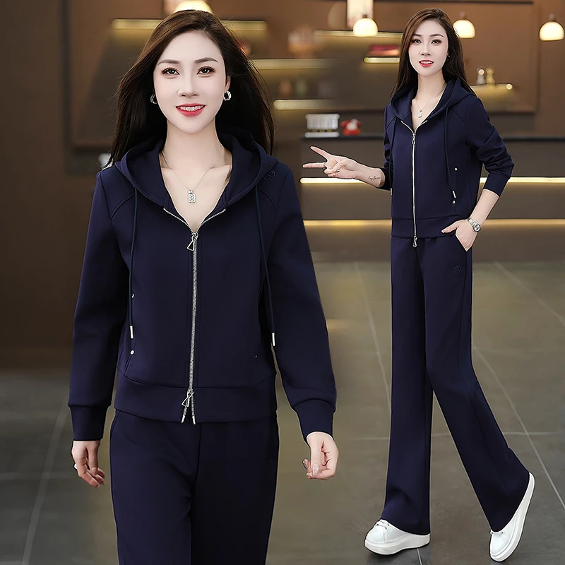 2025新款春秋款休闲运动套装女时尚减龄连帽卫衣气质休闲两件套