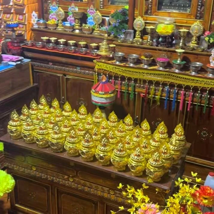 五方文老师智慧宝瓶宝塔摆件手工玄关金色