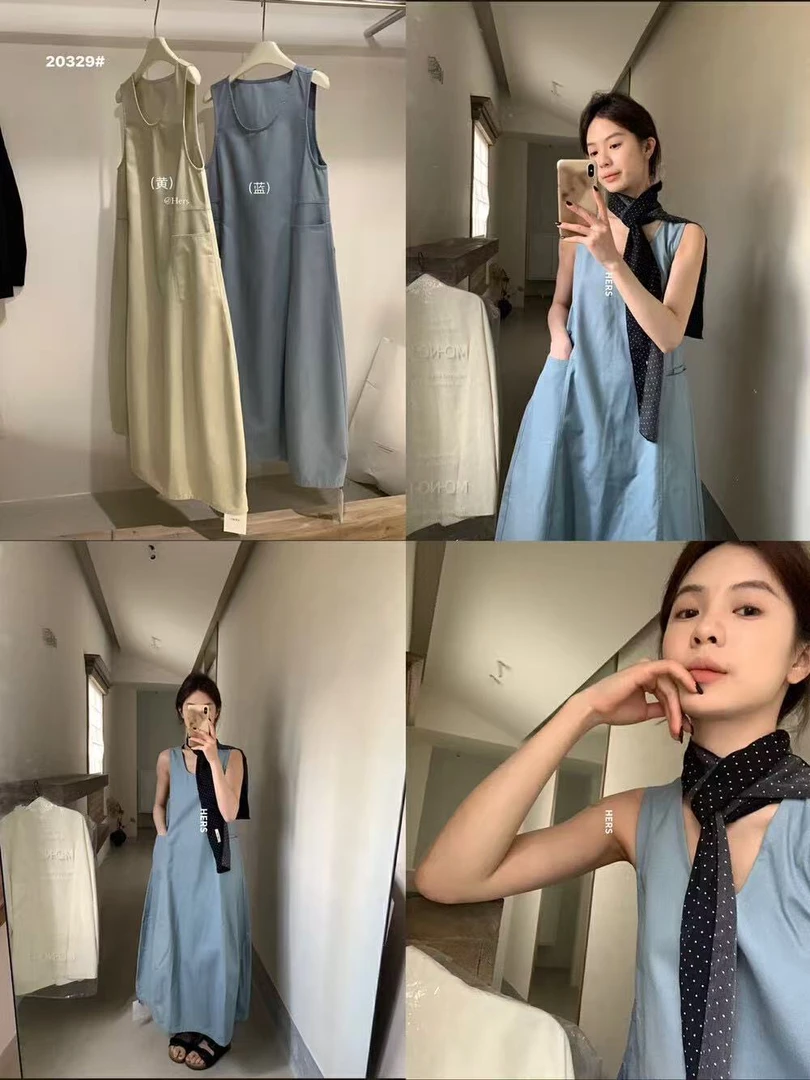 hers@20329 韩系简约日常休闲宽松显瘦背心裙