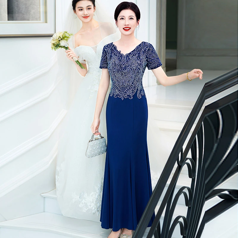 5522高端气质喜婆婆婚宴装设计感轻奢主持人年会演出晚礼服鱼尾裙