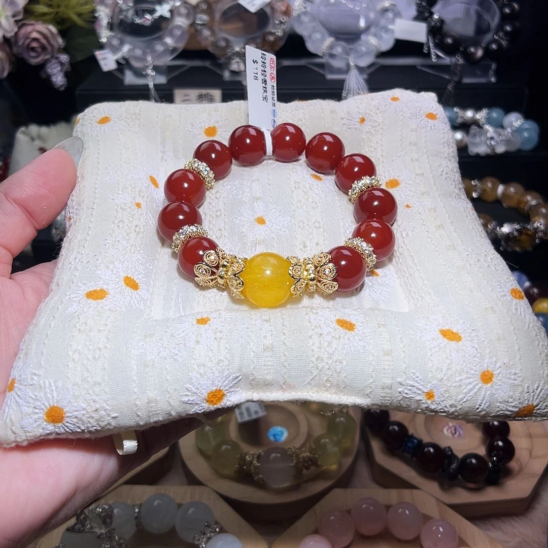 未镶嵌手链水晶红玛瑙黄莹石