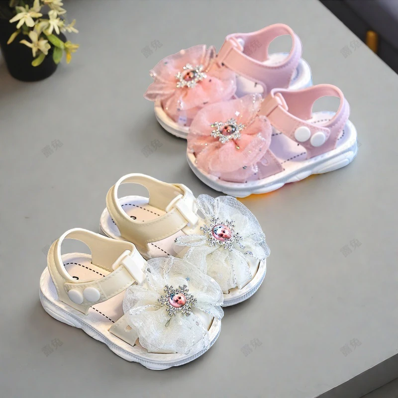 婴幼儿公主鞋夏季透气软底包头防滑凉鞋搭扣设计时尚百搭韩版童鞋