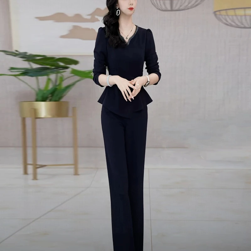 时尚韩版减龄气质两件套女2025年秋季新款洋气优雅阔腿裤休闲套装