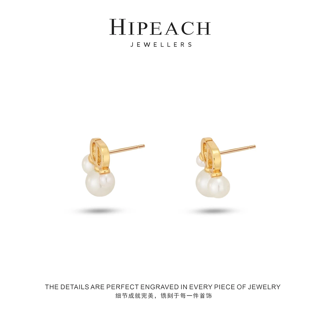 铜合金耳饰    经典CD字母通勤珠珠耳钉HTW0107