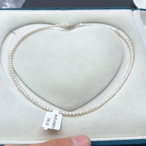 淡水珍珠珍珠项链银S925镶嵌15