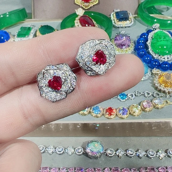 钨金红色蓝色满钻镶嵌