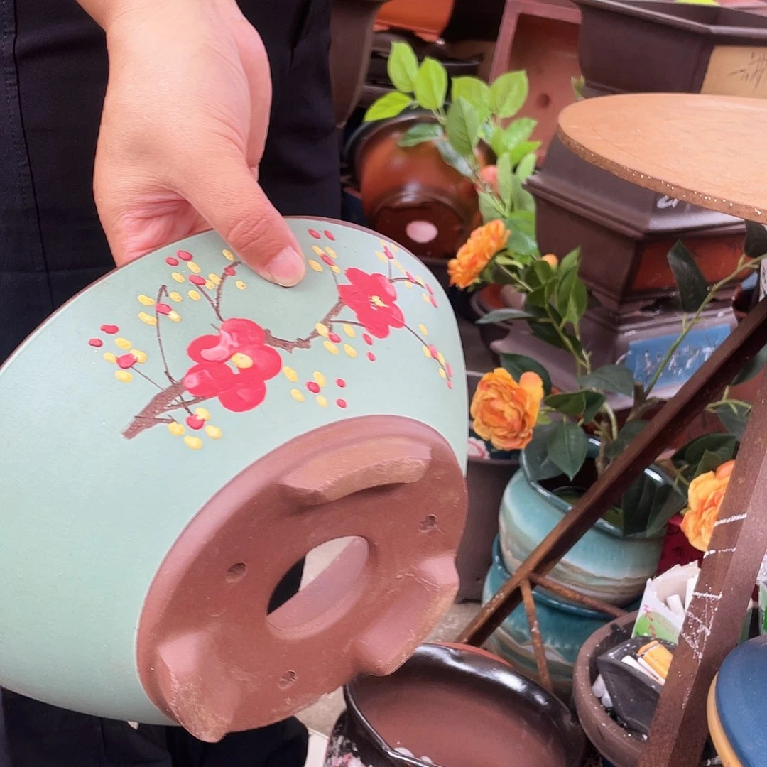 绿斗盆点菜中号花盆紫砂花盆