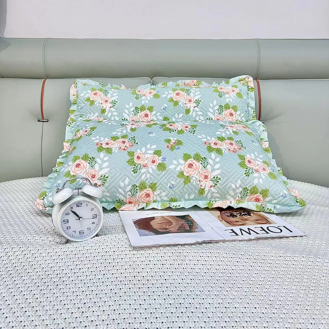 新疆西藏包邮网红款单双人枕套48x74一对装新款欧花格子枕头套家