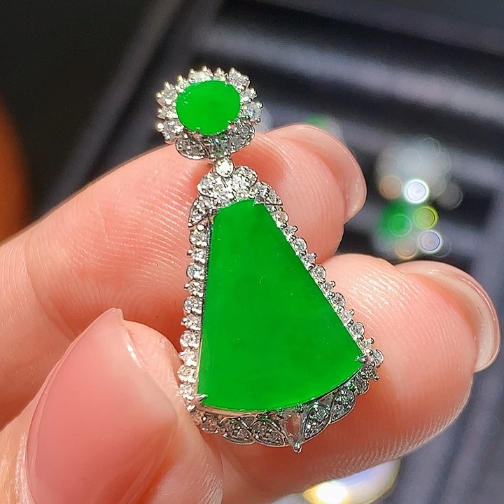 翡翠18K金镶嵌吊坠(不含链)