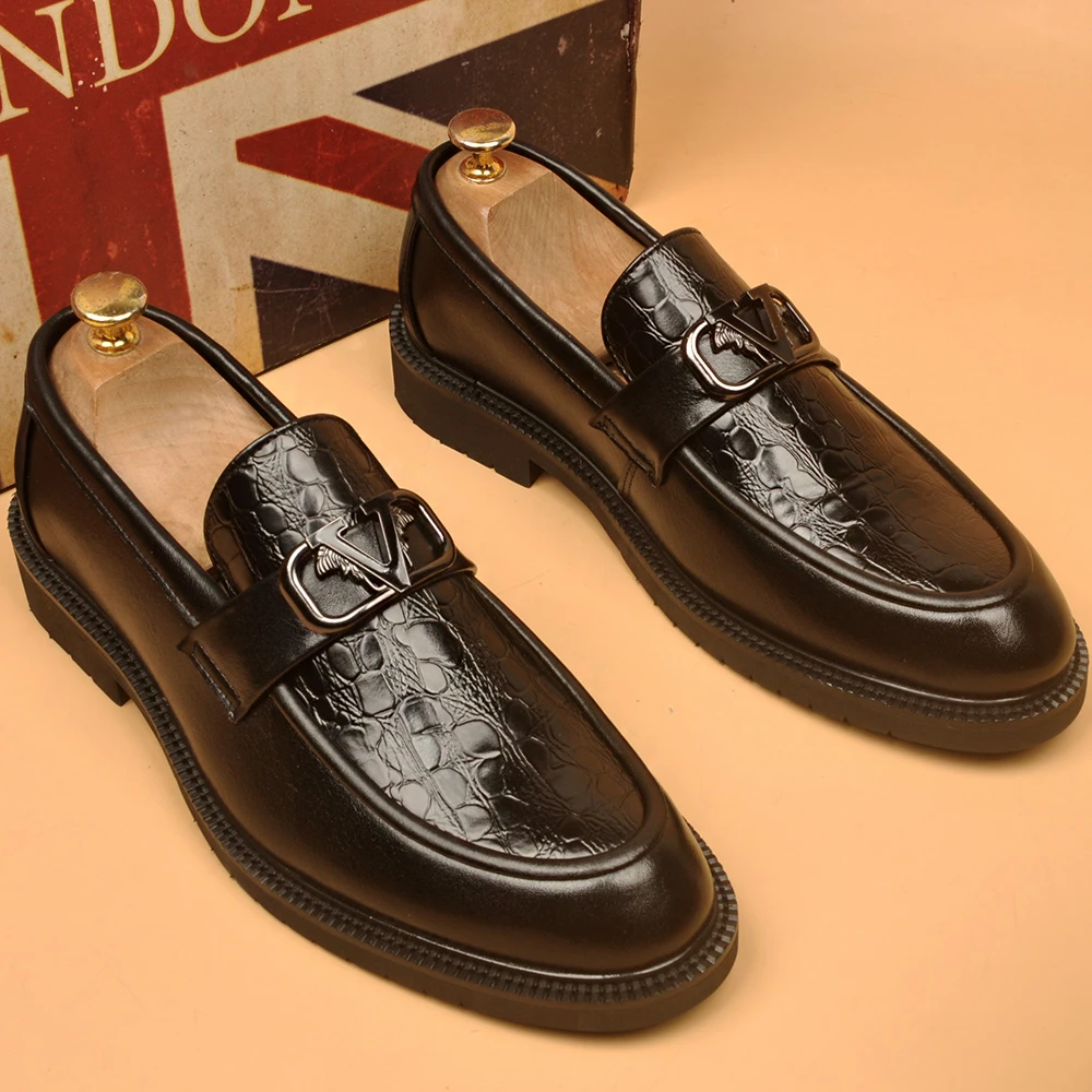 时尚复古休闲皮鞋男士套脚商务鞋子正装皮鞋办公室皮鞋子男士单鞋