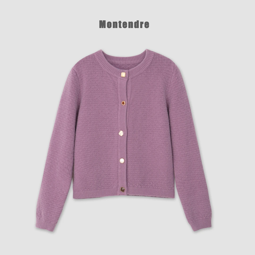 【MonTendre】秋季上新时尚休闲气质百搭开衫针织北极绒圆领衬衫