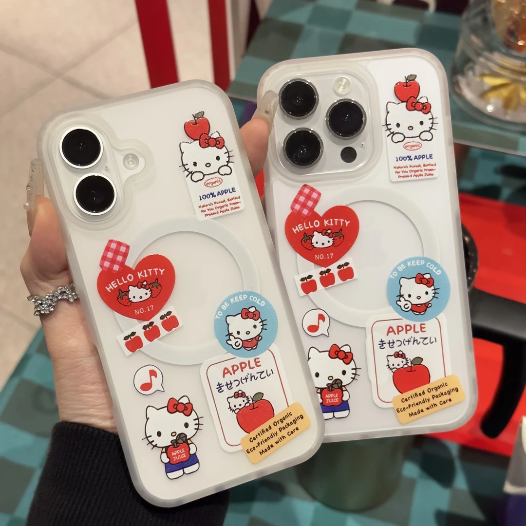 日韩可爱爱心标签猫适用于苹果17/16/14/13promax手机壳12/11软防