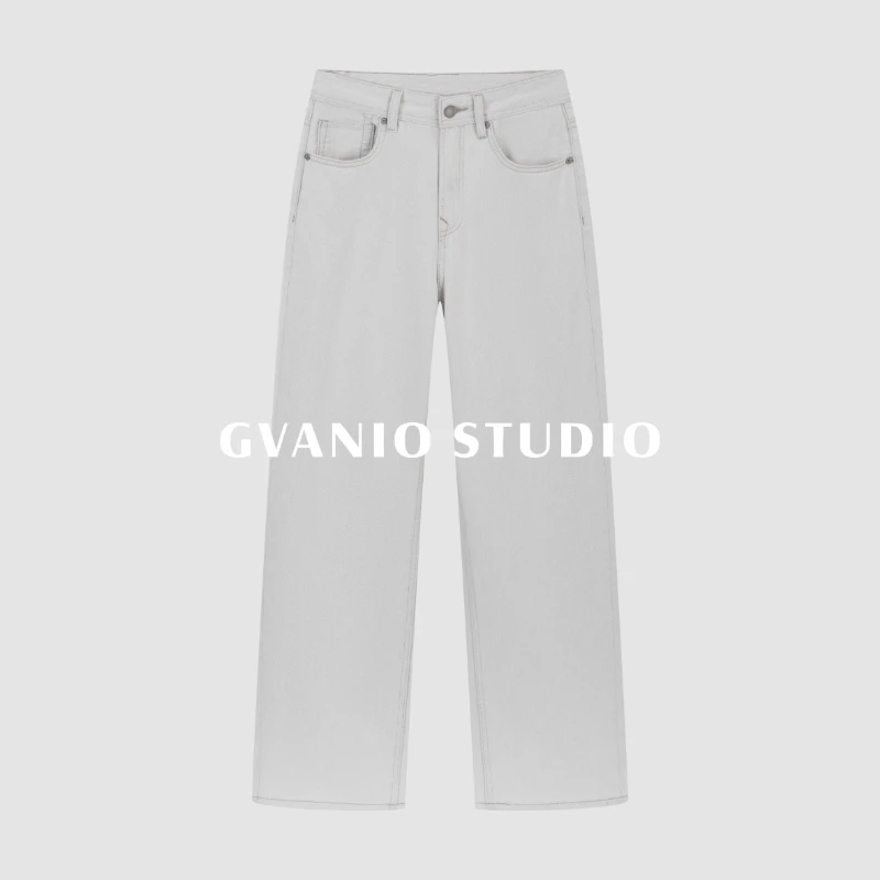 【明星同款】GVANIO STUDIO 彩棉白牛高级感阔腿直筒裤 G522A07