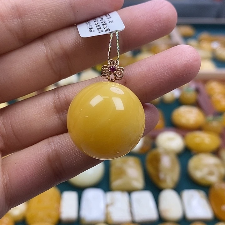 琥珀未镶嵌珠宝奇石23+鸡油红锁骨珠