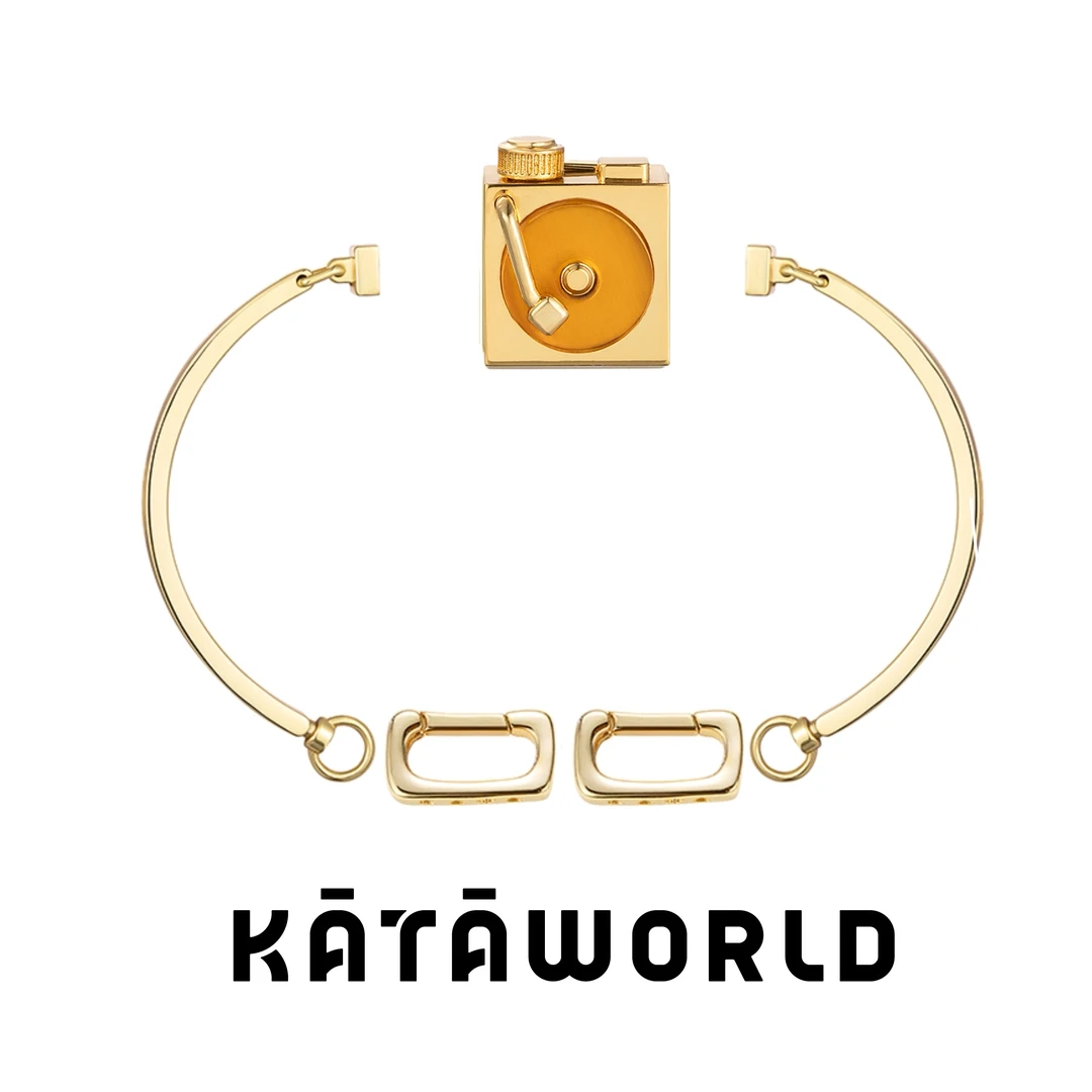 KATAWORLD 铜合金手镯 【主理人】金色唱片机手镯 个性磁吸拼接手镯
