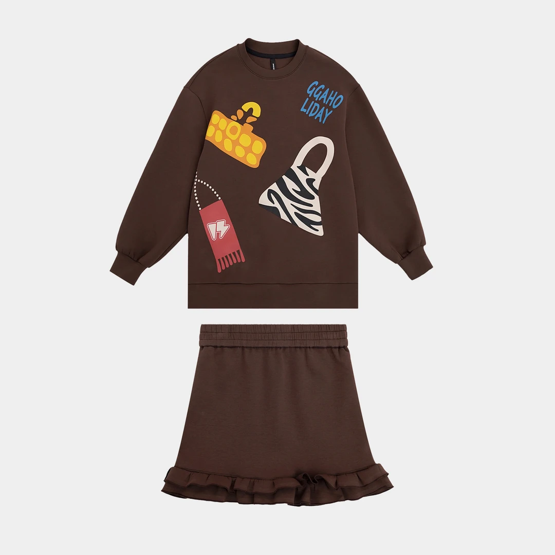 GGAHOLIDAY美式休闲时尚复古宽松女士长袖卫衣短裙套装-154050/9