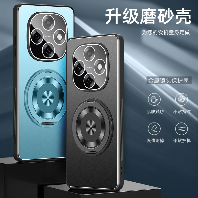 适用OPPOA6Pro金属磨砂手机壳旋转支架镜头膜全包防摔轻奢保护套