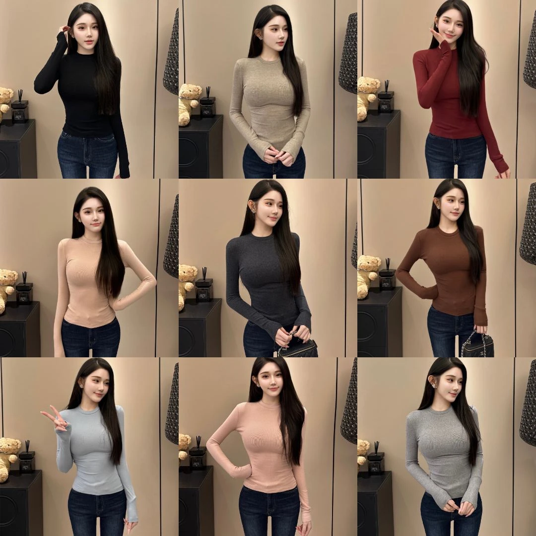 希野逸儿/基础百搭圆领磨毛打底衫长袖修身显瘦T秋冬内搭上衣女