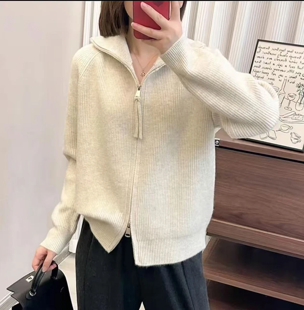 秋冬新款厚款百搭时尚拉链针织开衫 281