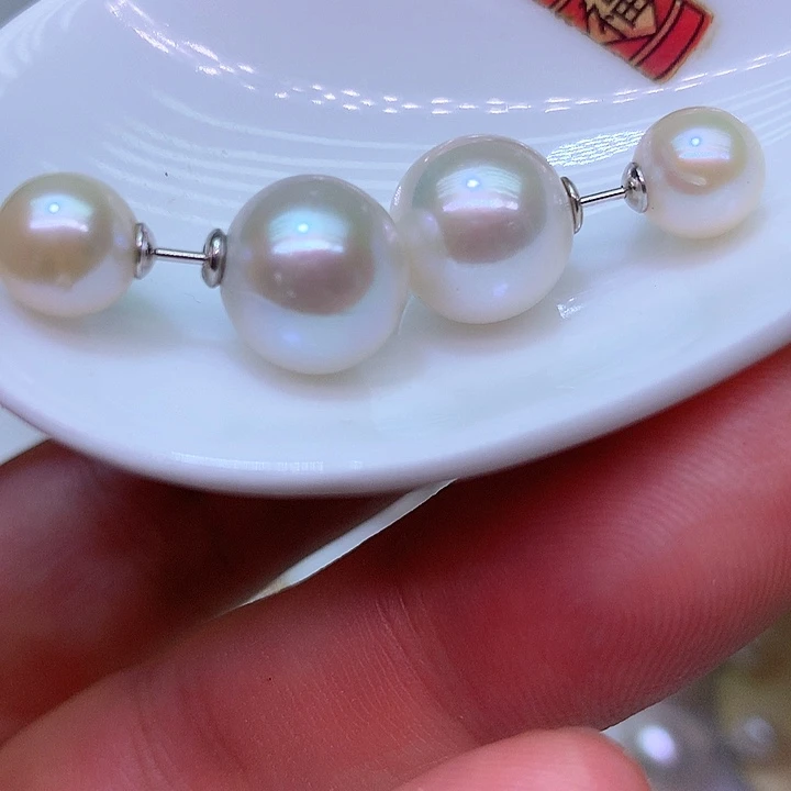 银S925镶嵌耳饰淡水珍珠